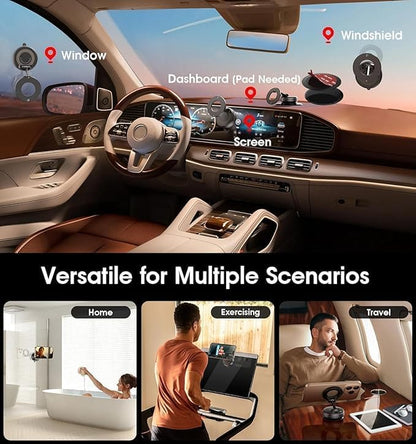 2026 Upgraded 360° N55 Vacuum Magnetic Car Phone Holder Suction Magna Ring Foldable Cell Holder for Car/Gym/Mirror/Smooth Surface Compatible with All Mobile Smartphone