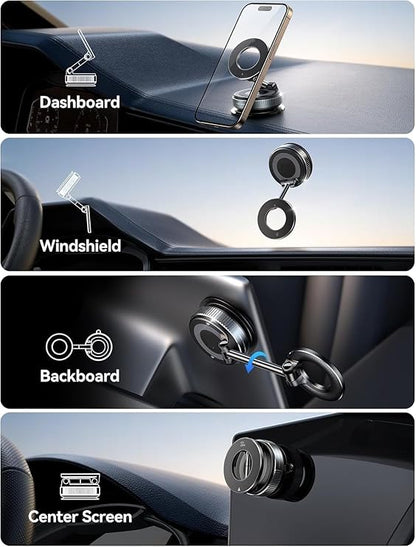 2026 Upgraded 360° N55 Vacuum Magnetic Car Phone Holder Suction Magna Ring Foldable Cell Holder for Car/Gym/Mirror/Smooth Surface Compatible with All Mobile Smartphone